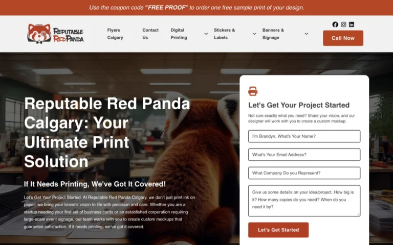 Reputable Red Panda - Printing Services Calgary, print shops in Calgary